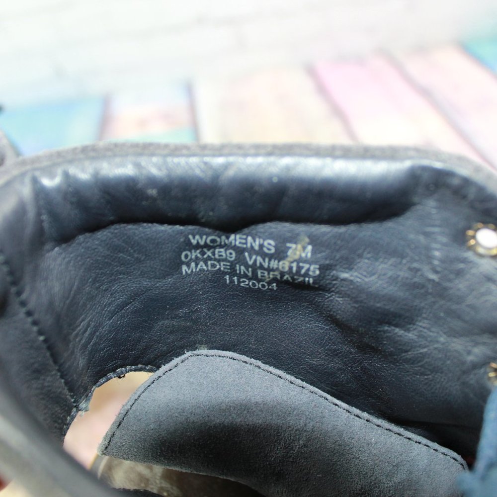 LL Bean Black Suede Peep Toe Lace Up Wedge Heel Booties Size 7 M - Picture 7 of 9